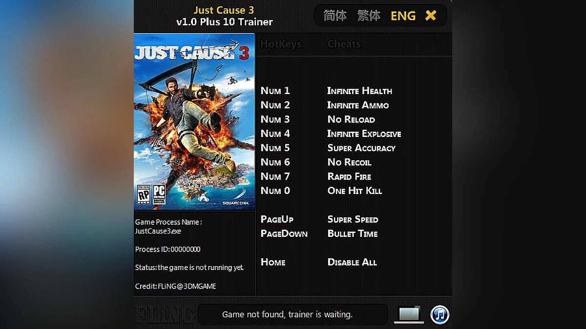 Just Cause 3 — Трейнер / Trainer (+10) [1.0] [FLiNG]