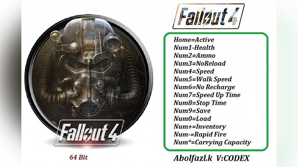 Fallout 4 — Трейнер / Trainer (+13) [1.9.4: x64] [Abolfazl.k]