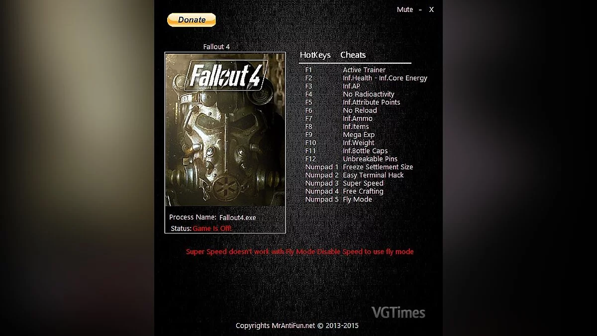 Fallout 4 — Трейнер / Trainer (+17) [1.4.132.0.0] [MrAntiFun]