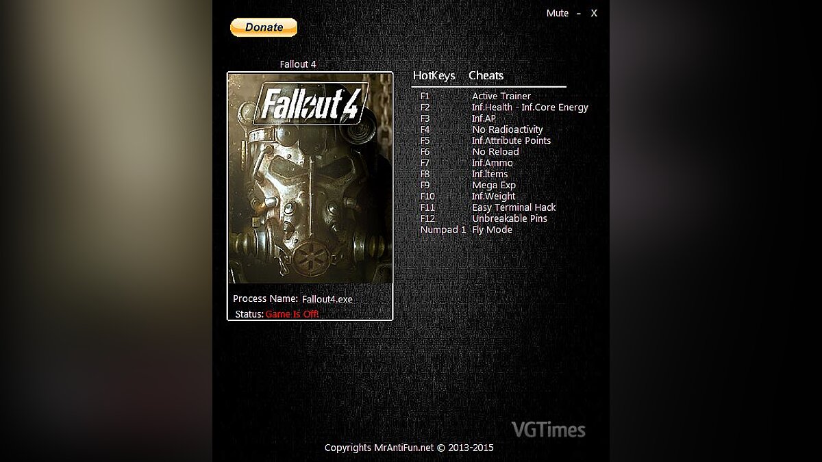 Fallout 4 — Трейнер / Trainer (+13) [1.1.30.0.0] [MrAntiFun]