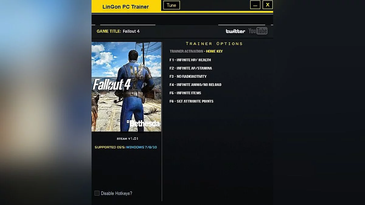 Fallout 4 — Трейнер / Trainer (+6) [1.01] [LinGon]