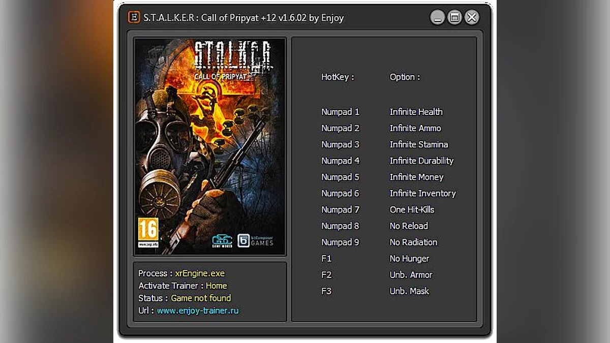 S.T.A.L.K.E.R.: Call of Pripyat — Трейнер / Trainer (+12) [1.6.02] [Enjoy / ETR]