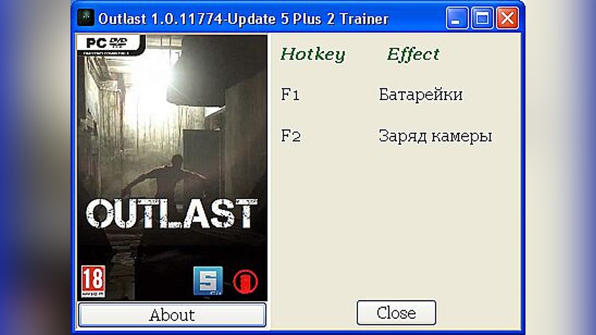 Outlast — Трейнер / Trainer (+2) [Update 5] [CTACUAN]