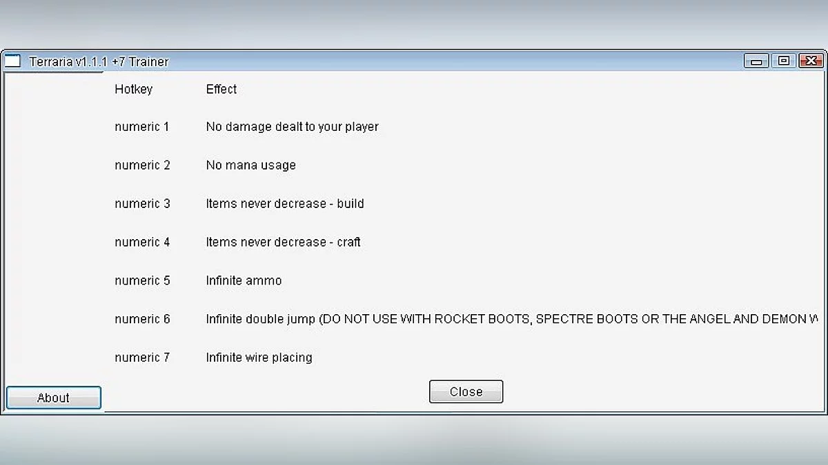 Terraria — Трейнер / Trainer (+7) [1.1.1] [Jeffthecreeper911]