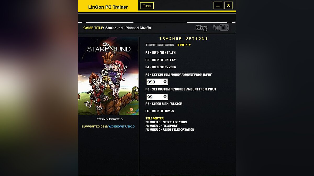 Starbound — Трейнер / Trainer (+9) [Update 5] [LinGon]
