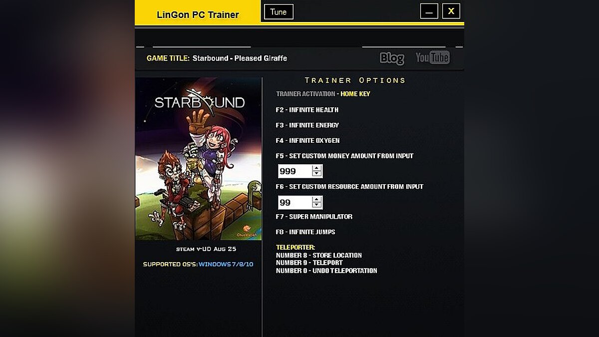 Starbound — Трейнер / Trainer (+9) [25.08.2015] [LinGon]