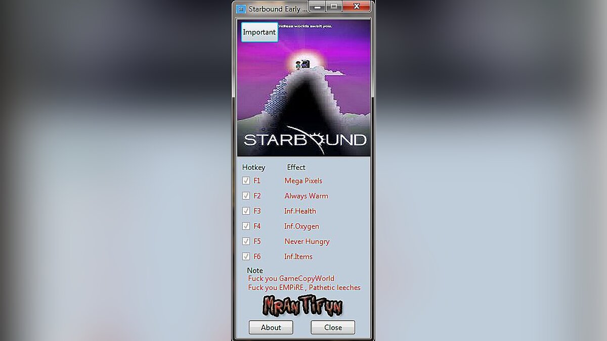 Starbound — Трейнер / Trainer (+6) [0.9.0.0: Early Access] [MrAntiFun]
