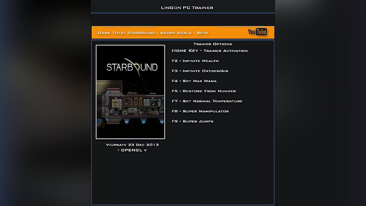 Starbound — Трейнер / Trainer (+7) [Update: 25.12.13: Beta] [LinGon]