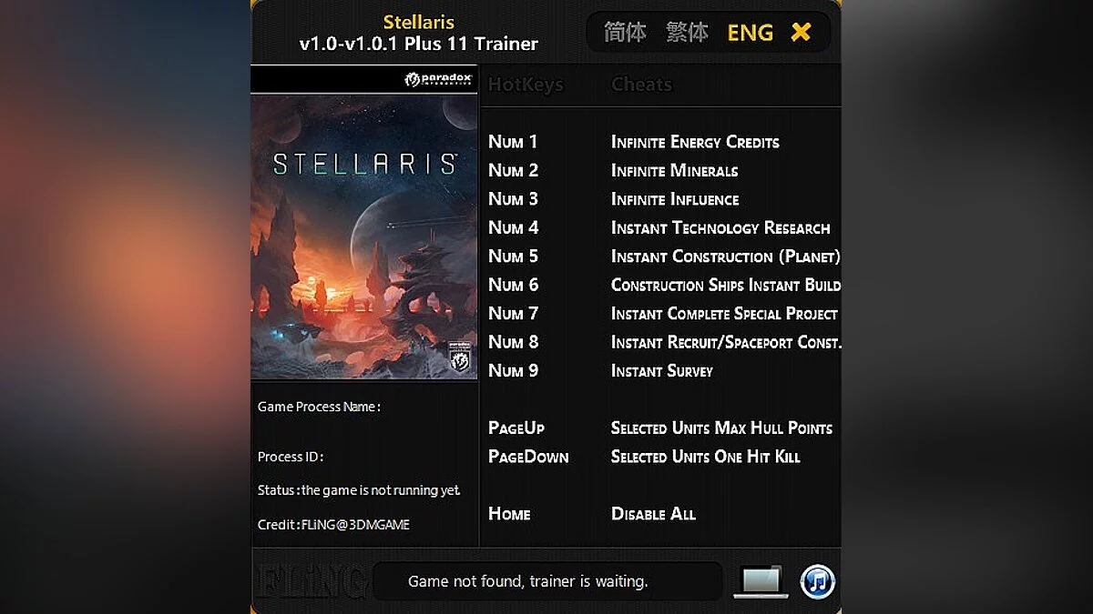 Stellaris — Трейнер / Trainer (+11) [1.0-1.0.1: KeyFix] [FLiNG]