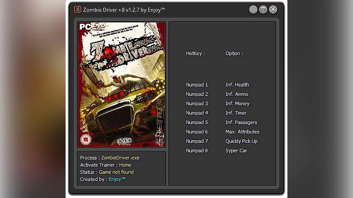 Zombie Driver — Трейнер / Trainer (+8) [v1.2.7] [Enjoy]