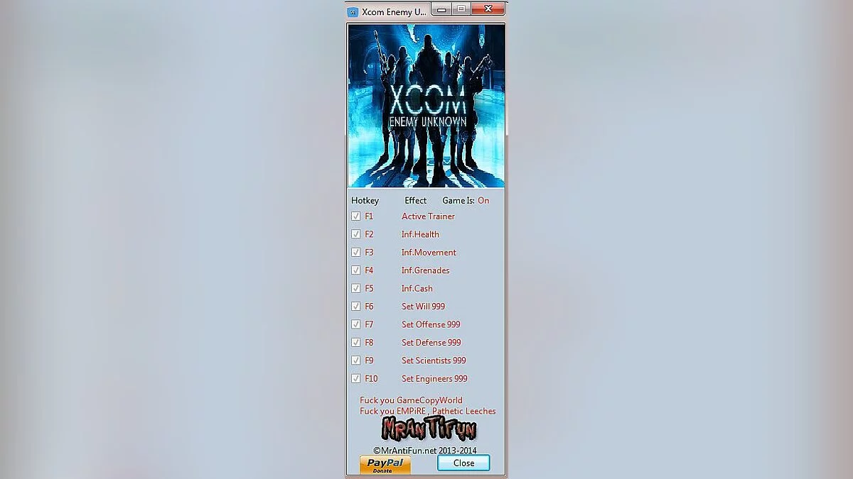 XCOM: Enemy Unknown — Трейнер / Trainer (+9) [1.0.0.4963] [MrAntiFun]