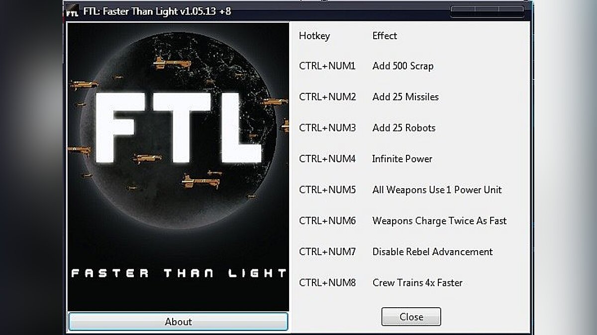 FTL: Faster Than Light — Трейнер / Trainer (+8) [1.05.13] [gir489]