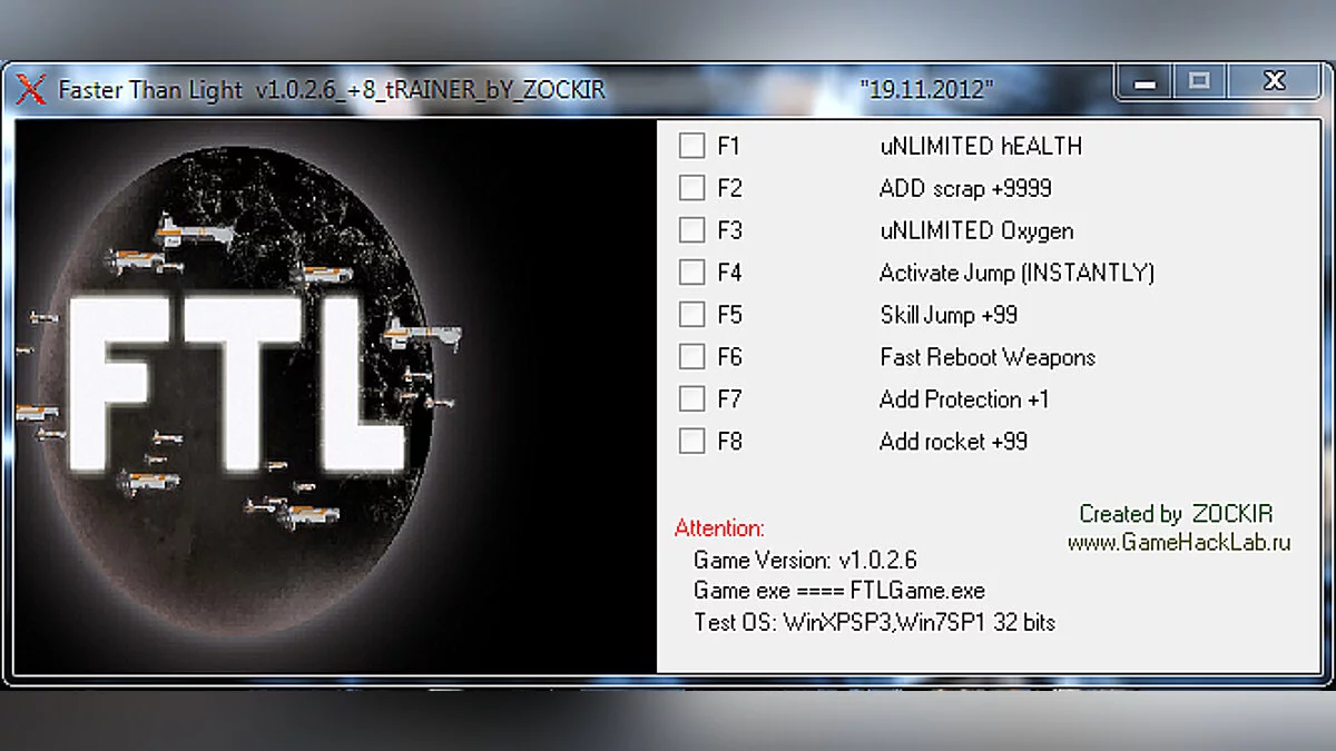 FTL: Faster Than Light — Трейнер / Trainer (+17) [1.5.4] [MrAntiFun]