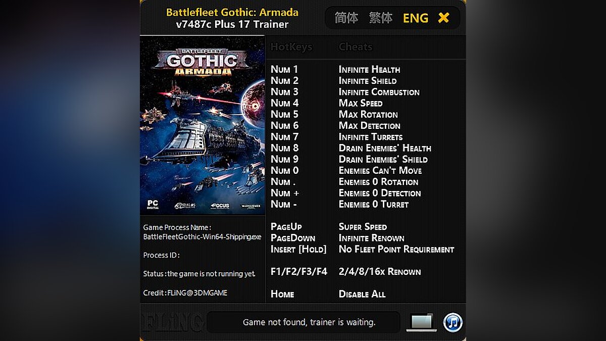 Battlefleet Gothic: Armada — Трейнер / Trainer (+17) [0.7487c: x64] [FLiNG]