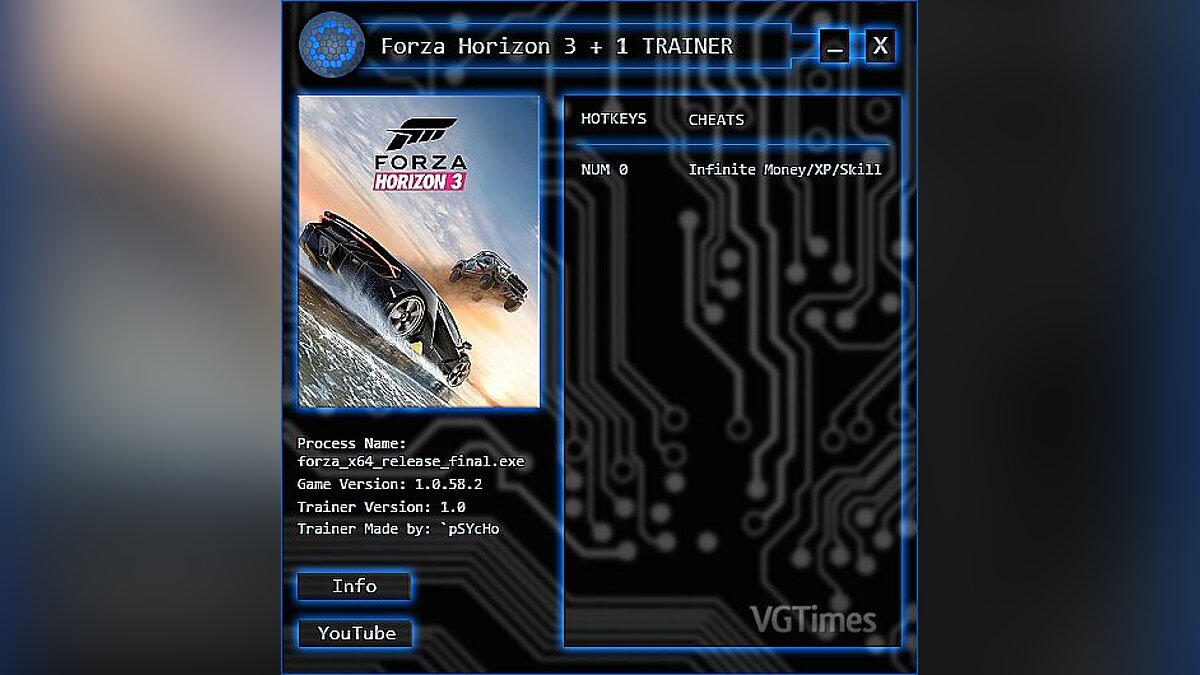 Forza Horizon 3 — Трейнер / Trainer (+3) [Money / XP / Skill Trainer] [1.0] [`pSYcHo]