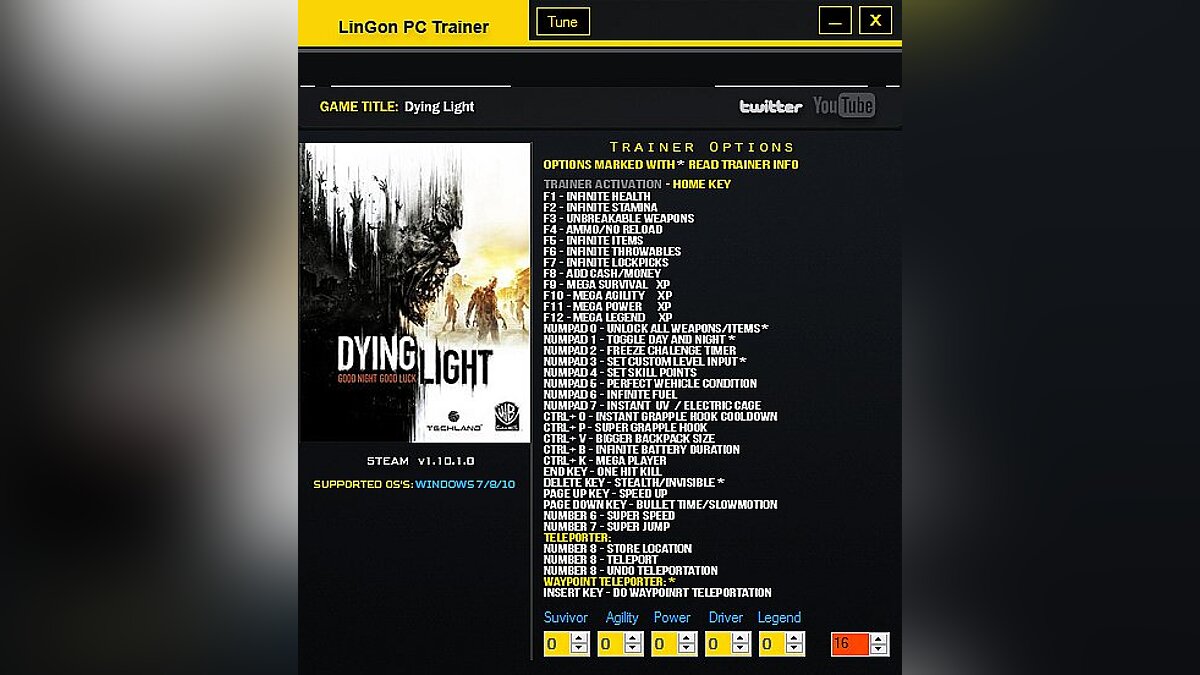 Dying Light — Трейнер / Trainer (+35) [1.10.01.0] [LinGon]