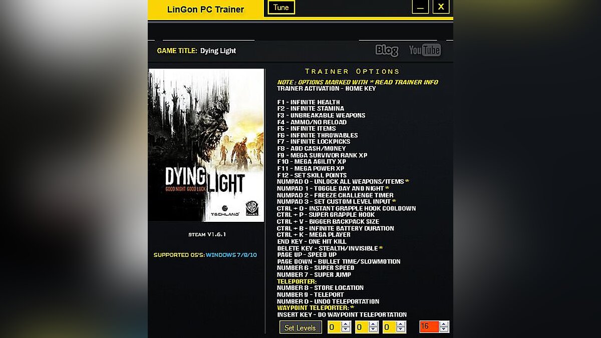 Dying Light — Трейнер / Trainer (+31) [1.6.1] [LinGon]