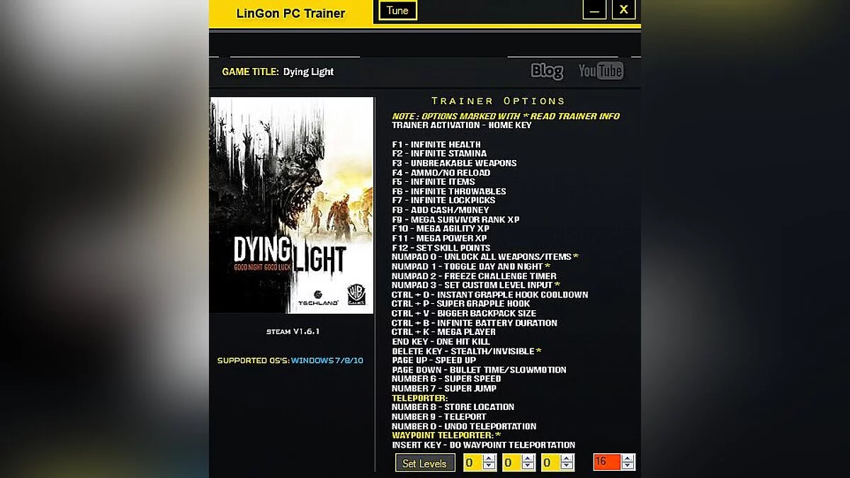 Dying Light — Трейнер / Trainer (+31) [1.6.1] [LinGon]