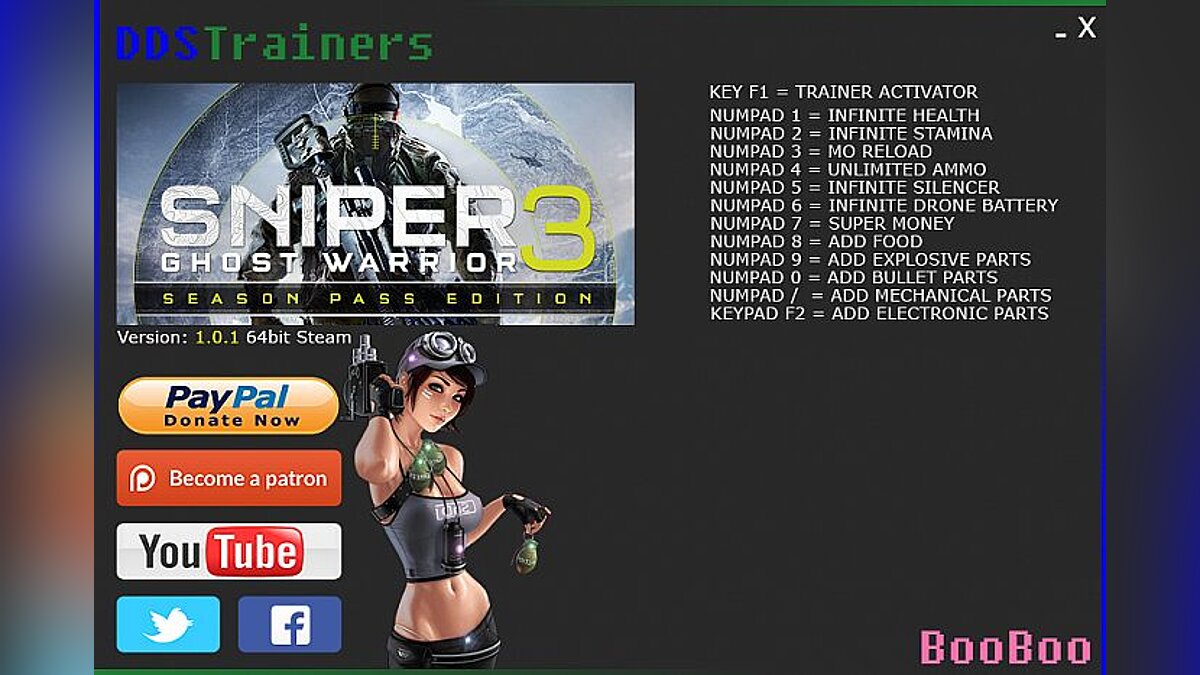 Sniper: Ghost Warrior 3 — Трейнер / Trainer (+12) [1.01] [BooBoo]