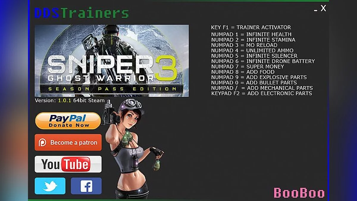 Sniper: Ghost Warrior 3 — Трейнер / Trainer (+12) [1.01] [BooBoo]