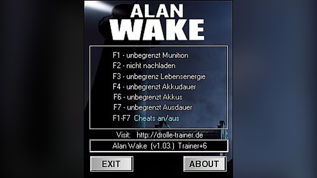 Alan Wake — Трейнер / Trainer (+6) [1.03.16.4825] [dr.olle]