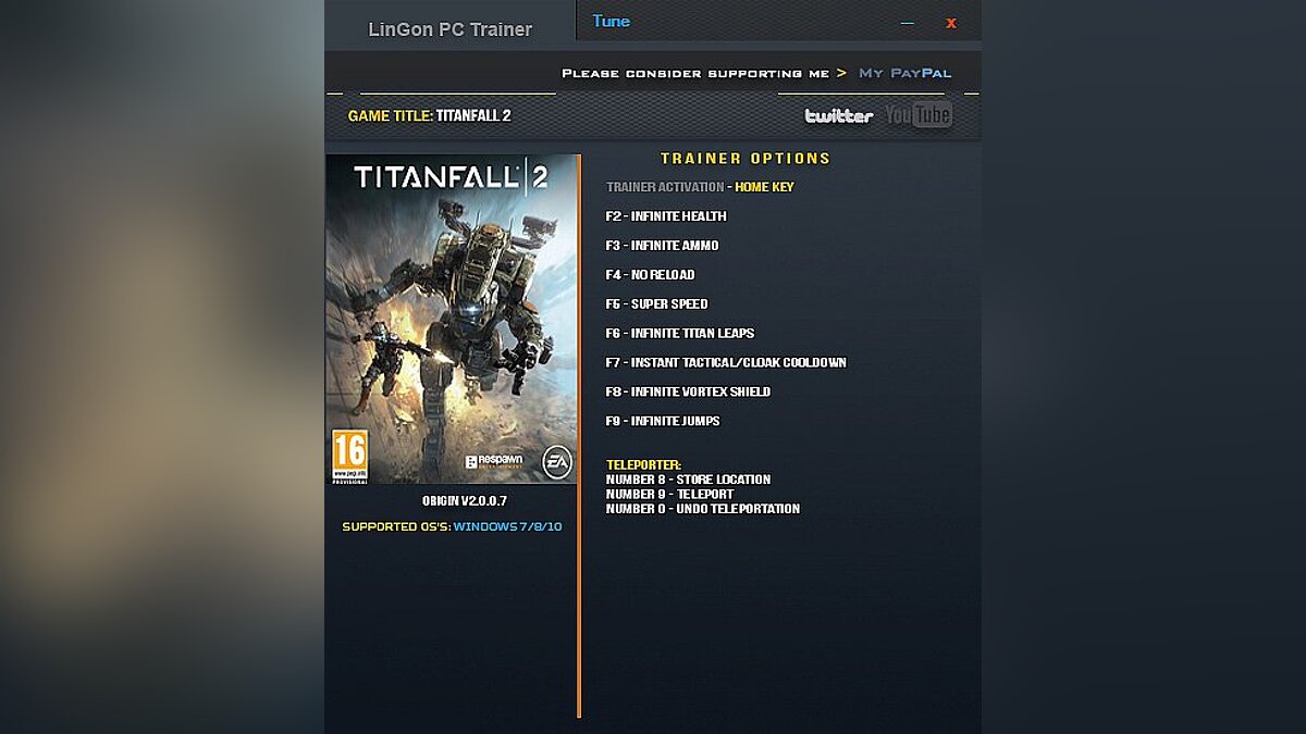 Titanfall 2 — Трейнер / Trainer (+10) [2.0.0.7: x64] [LinGon]