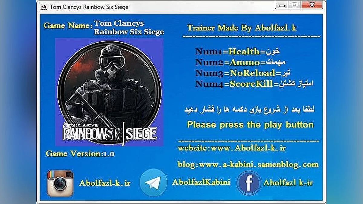 Tom Clancy&#039;s Rainbow Six Siege — Трейнер / Trainer (+4) [1.0] [Abolfazl.k]