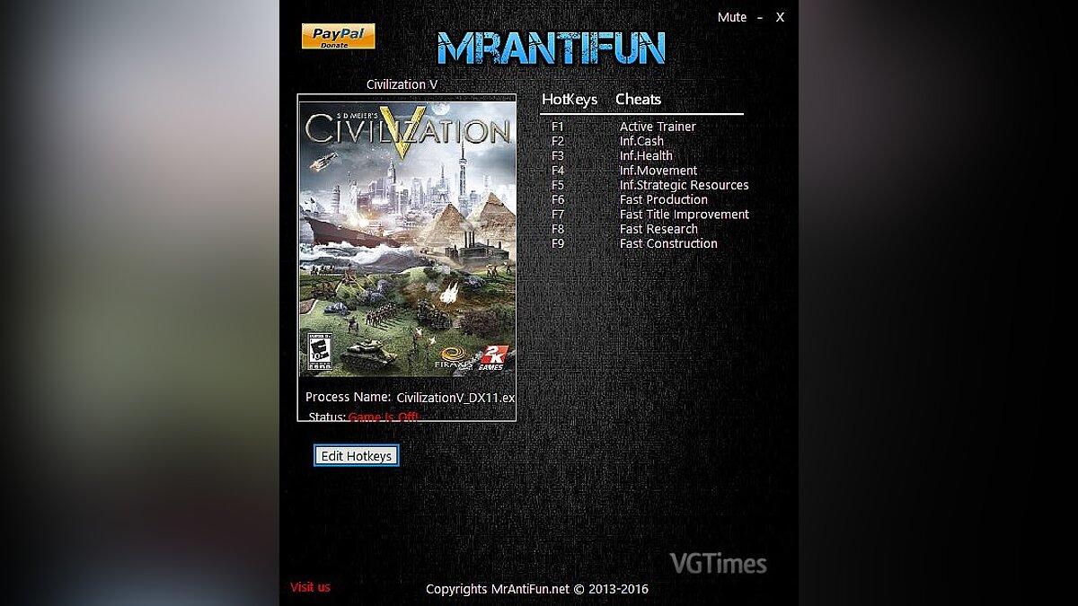 Sid Meier&#039;s Civilization 5 — Трейнер / Trainer (+8) [1.0.3.279] [MrAntiFun] - NORMAL VERSION