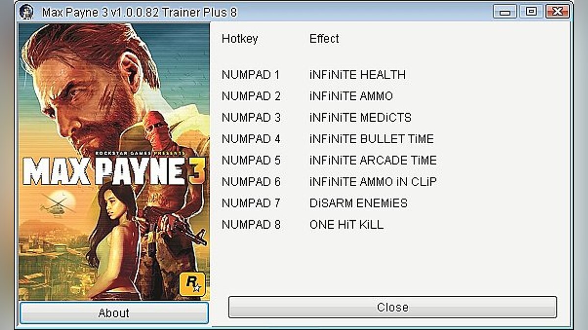 Max Payne 3 — Трейнер / Trainer (+8) [1.0.0.82] [Retro]