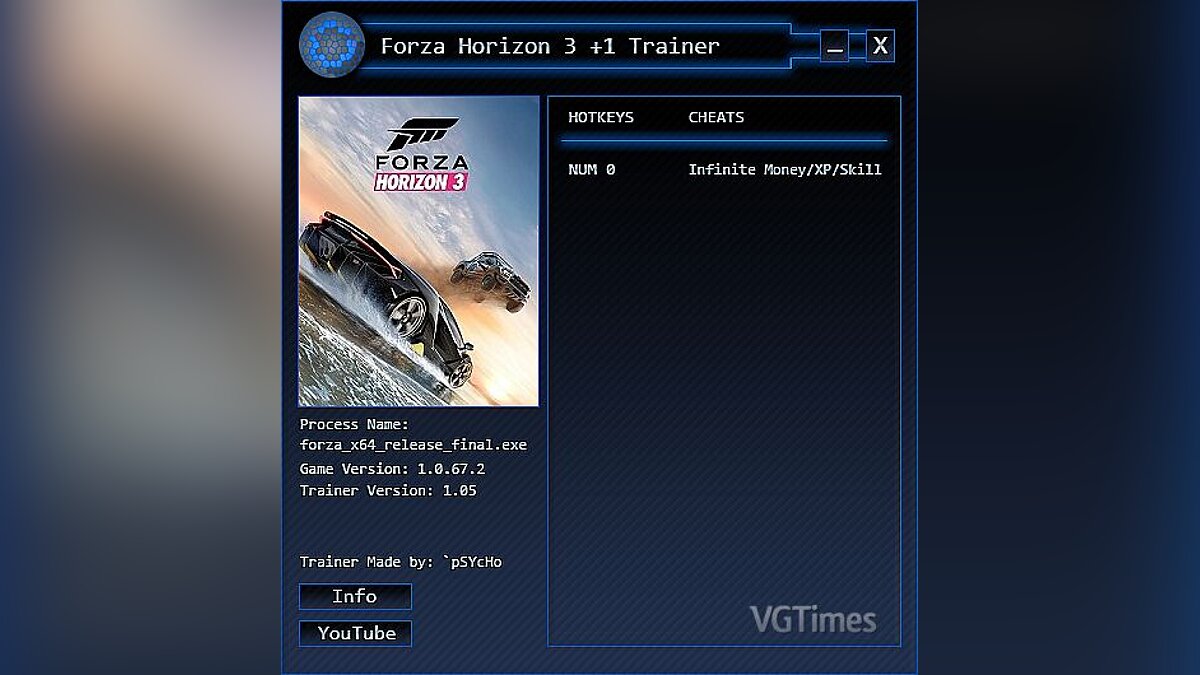 Forza Horizon 3 — Трейнер / Trainer (+3) [Money / XP / Skill Trainer] [1.05] [`pSYcHo]
