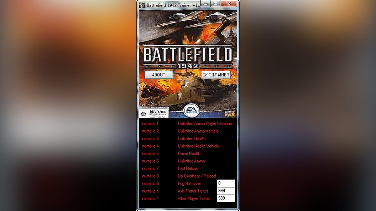 Battlefield 1942 — Трейнер / Trainer (+11) [1.0] [H4XX0R]