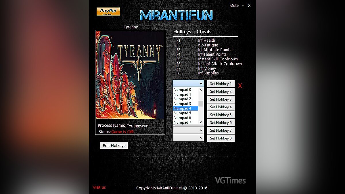 Tyranny — Трейнер / Trainer (+8) [1.0.4.0048] [MrAntiFun]