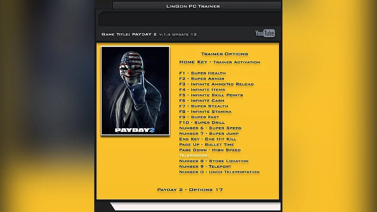 Payday 2 — Трейнер / Trainer (+17) [Update 12] [LinGon]