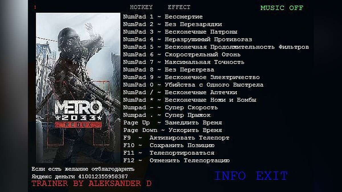 Metro 2033 — Трейнер / Trainer (+17) [Update 2] [Aleksander D]