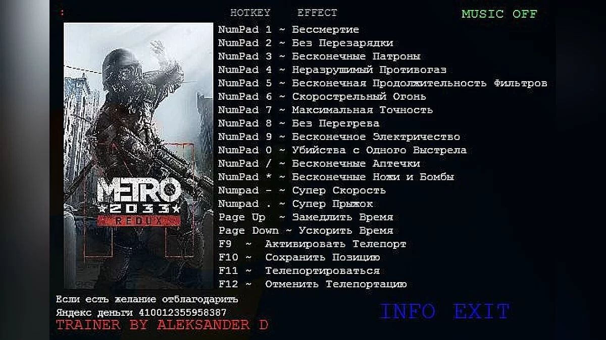 Metro 2033 — Трейнер / Trainer (+17) [Update 2] [Aleksander D]