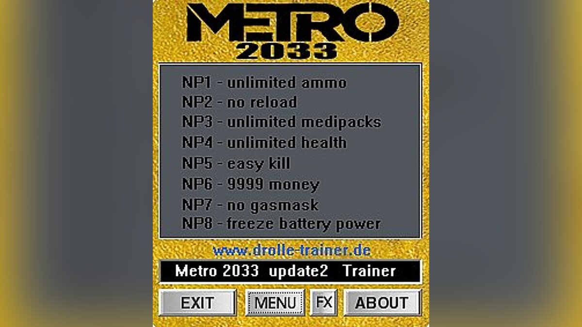 Metro 2033 — Трейнер / Trainer (+8) [1.2: Fixed Version] [dR.oLLe]
