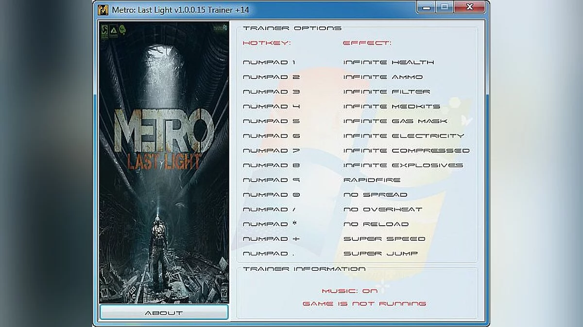 Metro: Last Light — Трейнер / Trainer (+14) [1.0.0.15] [GRIZZLY]