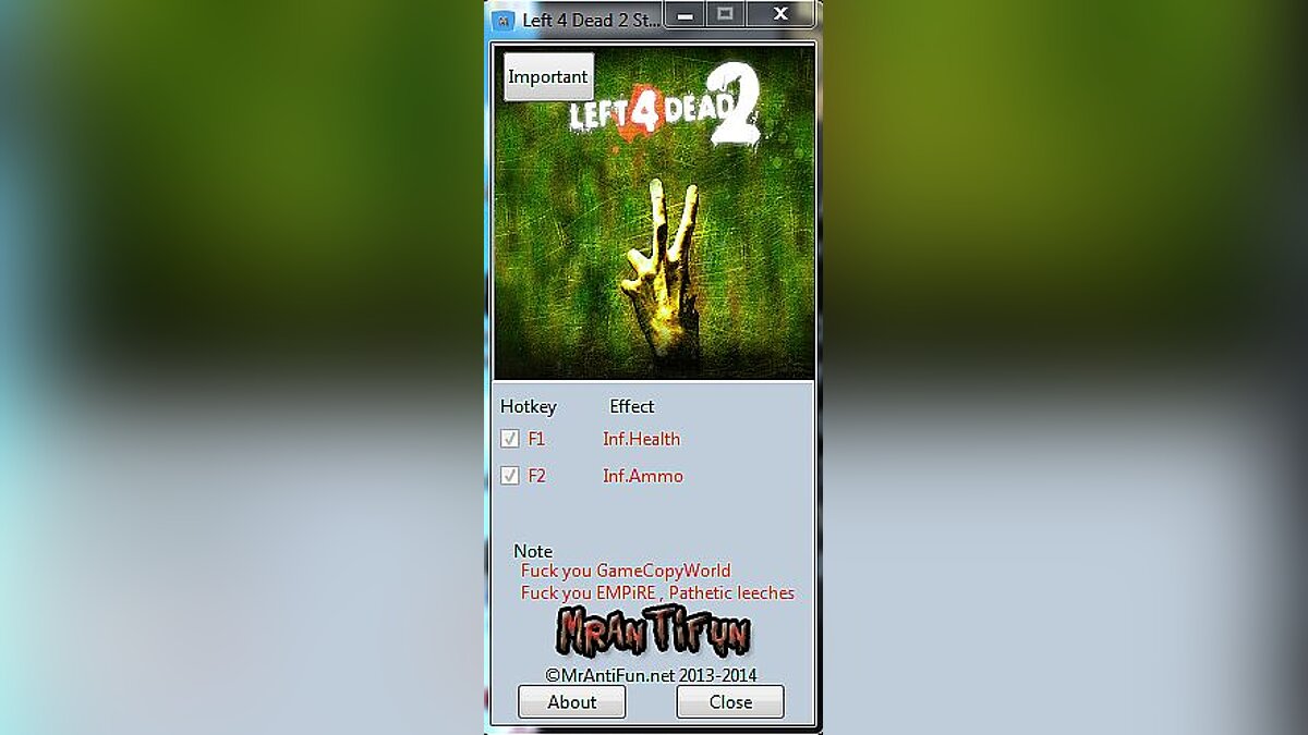 Left 4 Dead 2 — Трейнер / Trainer (+2) [Last Steam Version] [MrAntiFun]