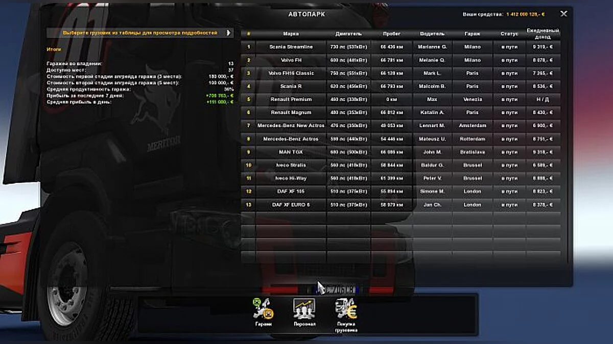 Euro Truck Simulator 2 — Сохранение / SaveGame (1 412 000 000$. 7368 lvl)