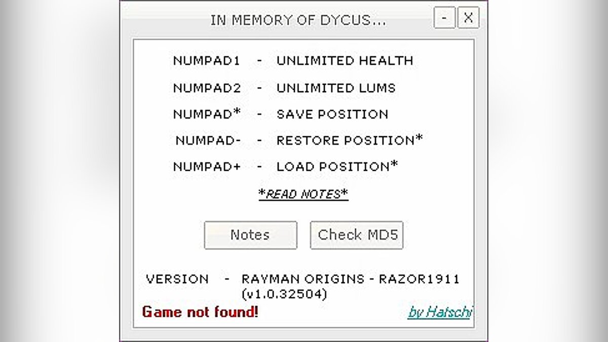 Rayman Origins — Трейнер / Trainer (+3) [1.0] [HoG / Hatschi]