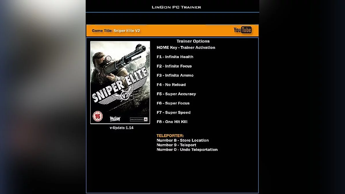 Sniper Elite V2 — Трейнер / Trainer (+4) [1.14] [LinGon]