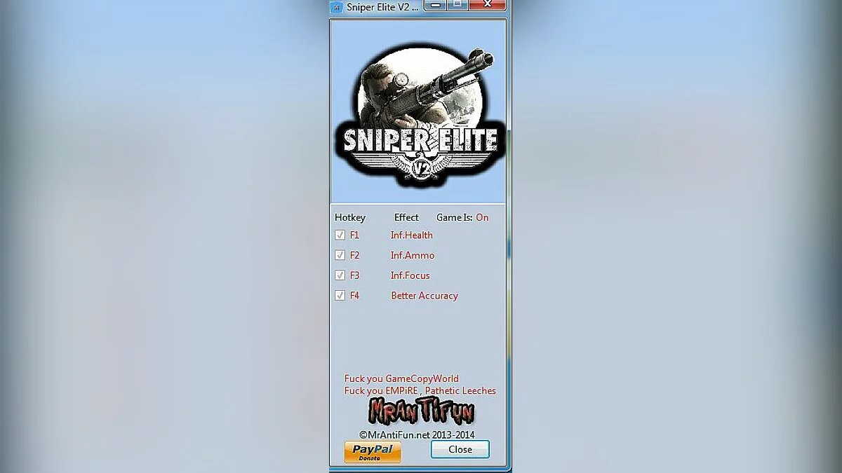 Sniper Elite V2 — Трейнер / Trainer (+4) [1.13] [MrAntiFun]