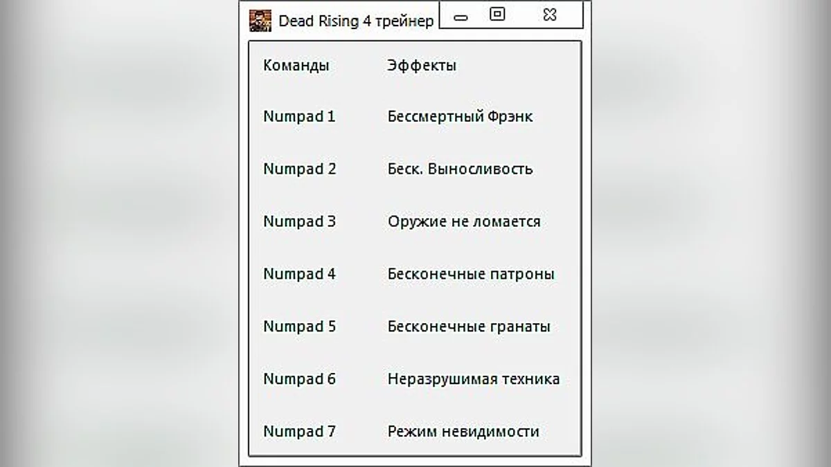 Dead Rising 4 — Трейнер / Trainer (+7) [1.0 - Update 1] [-Al-ex-]