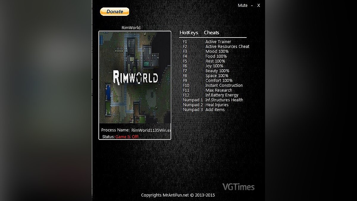 RimWorld — Трейнер / Trainer (+13) [0.13.1135] [MrAntiFun]
