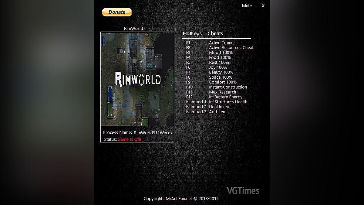 RimWorld — Трейнер / Trainer (+13) [0.12.911] [MrAntiFun]