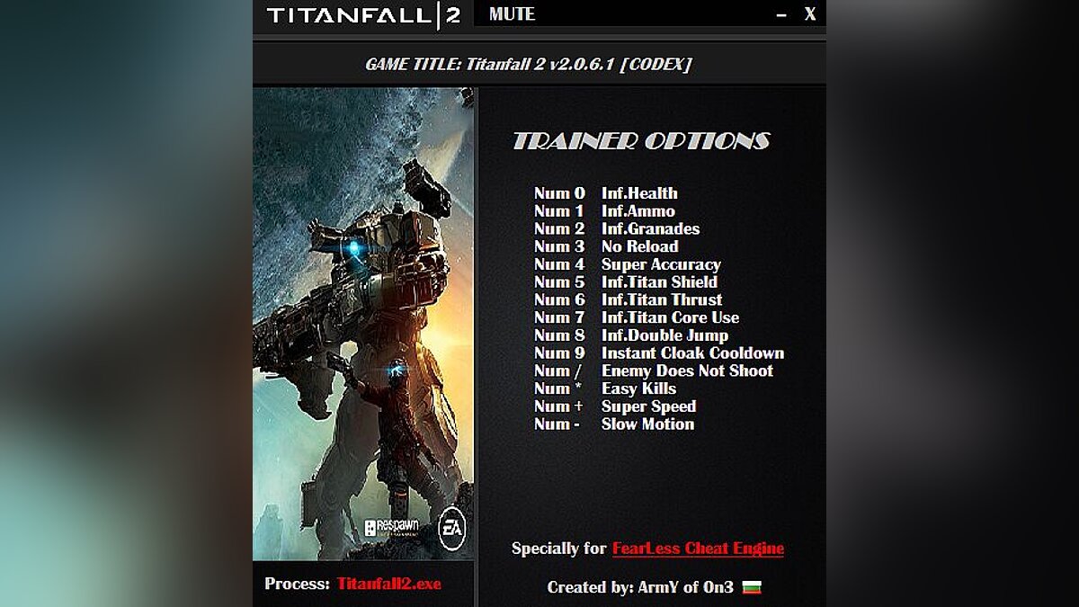 Titanfall 2 — Трейнер / Trainer (+14) [2.0.6.1] [ArmY of 0n3]