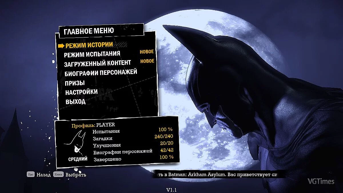 Batman: Arkham Asylum — Batman Arkham Asylum: Cохранение / SaveGame (100% на среднем уровне сложности) [Для версии без Games for Windows Live]