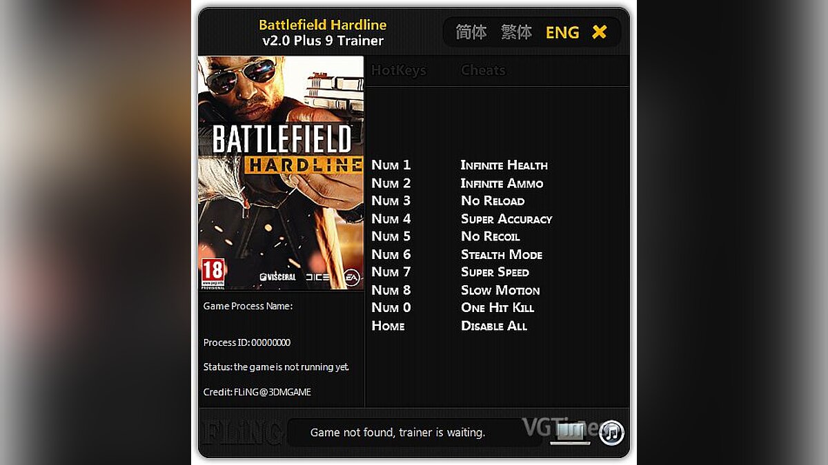 Battlefield: Hardline — Трейнер / Trainer (+9) [2.0] [FLiNG]