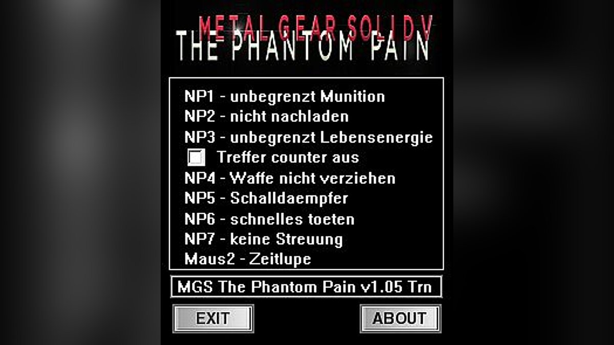 Metal Gear Solid 5: The Phantom Pain — Трейнер / Trainer (+7) [1.05] [dR.oLLe]