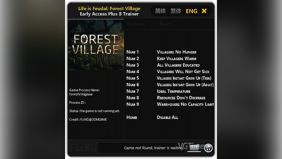 Life is Feudal: Forest Village — Трейнер / Trainer (+8) [Update: 14.09.16] [FLiNG]